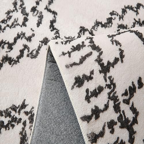 Tapis Bohème Salon 200x250 Cm – Beige Abstrait Géométrique Poils Courts – Antidérapant & Doux – Leesentec