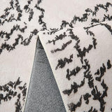 Leesentec Tapis Salon Grand Tapis Abstrait Moderne Tapis à Motif Géométrique Tapis Poil Courts Tapis Doux Chambre Tapis Noir Blanc Beige Ivoire (Ivoire/Noir, 200 * 250cm)