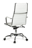 FineBuy chaise de bureau fauteuil de direction pivotant avec accoudoirs | chaise tournante avec appui-tête | Blanc- cuir synthétique - réglable en hauteur - dossier ergonomique - Capacité de charge 110 kg