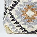 HOMESCAPES Pouf carré en Laine Kilim Agra, Pouf tressé à Motif géométrique, Pouf berbère et bohème déco 43 cm