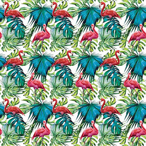 Fototapete Consalnet ForWall AMF11083_VE Papier Peint Mural en Non-tissé Motif Flamant Rose sur Les Feuilles, Non-tissé, Vert, Rose, Turquoise, VEXXL (312cm. x 219cm.)