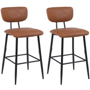 Nusetx Tabouret de Bar Lot de 2 Chaise de Bar avec Dossier et Repose-Pieds Tabourets Haute pour Cuisine Salle à Manger Bistro Rembourrés de 65 cm de Haut Marron