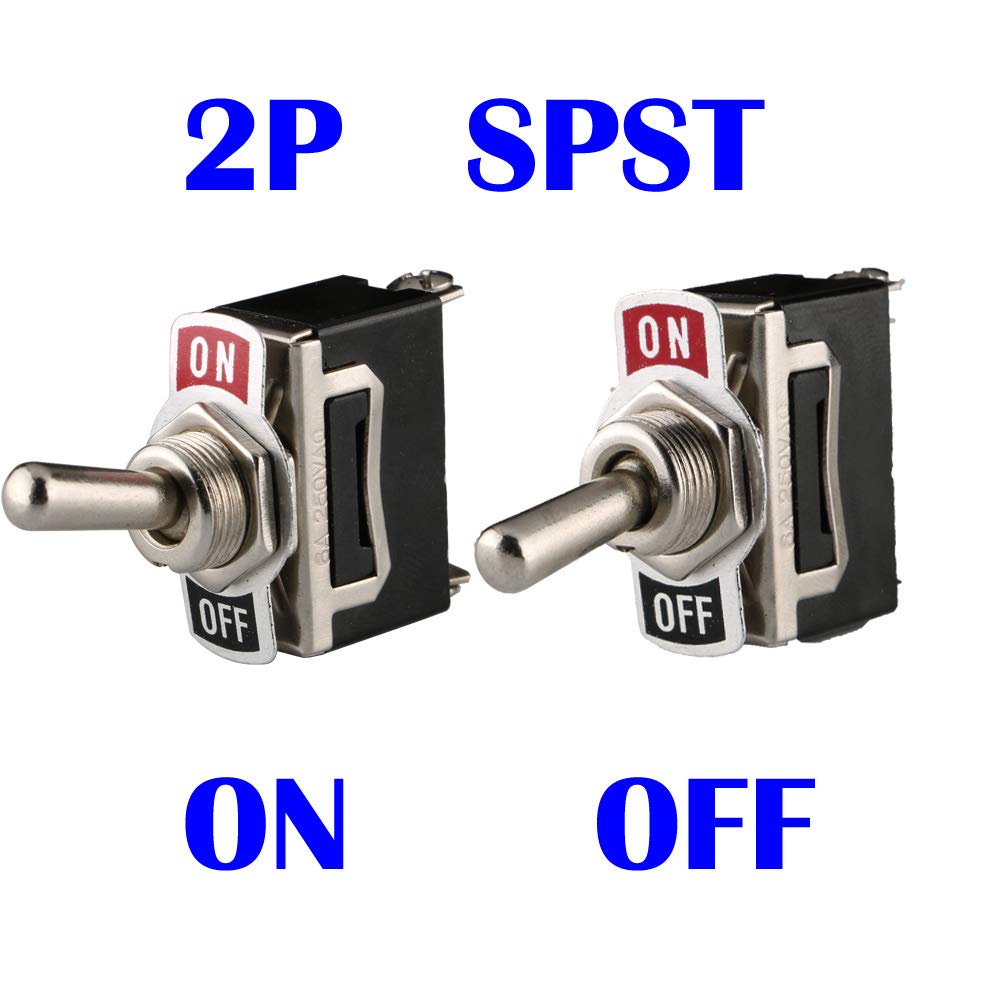 Heschen Lot De 5 Interrupteurs à Bascule ON-OFF SPST - 6A/250VAC - Lumière Rouge 24V - 3 Bornes