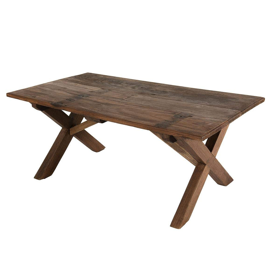 Table Basse 110X60Cm en Bois Recyclé Pieds Croisés - Esprit Brocante Table Basse 110X60Cm en Bois Recyclé Pieds Croisés - Esprit Brocante