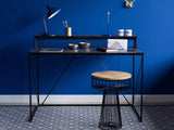 Walter Bureau Design Industriel Laqué Noir Métal et MDF avec Etagère 120 x 63 x 89-75  cm