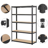 Yaheetech 180 x 120 x 45 cm Étagères Charge Lourde Clipsable Résistant Capacité 875 kg Meuble de Rangement Garage Cuisine Chambre Noir