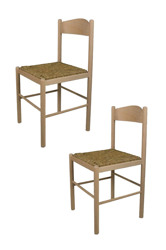 Tommychairs chaises de Design - Set de 2 chaises Pisa 38 pour la Cuisine, Bar et la Salle à Manger, avec Solide Structure en Bois de hêtre Poli, Non traité, 100% Naturel et Assise en Paille