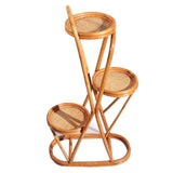 YSNUK Balcon Usine Stand Fleur Présentoir Extérieur Étagère De Rangement Jardinière en Rotin avec 3 Niveau Retro Au Sol Intérieur, Jardin