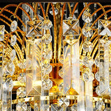 Ridgeyard Lustre en Cristal 3 Lumineux Chaîne Réglable Moderne Style Goutte de Cristal K5 Eclairage LED de Plafonnier Plafond pour chambre salon couloir,7 Niveaux, Or