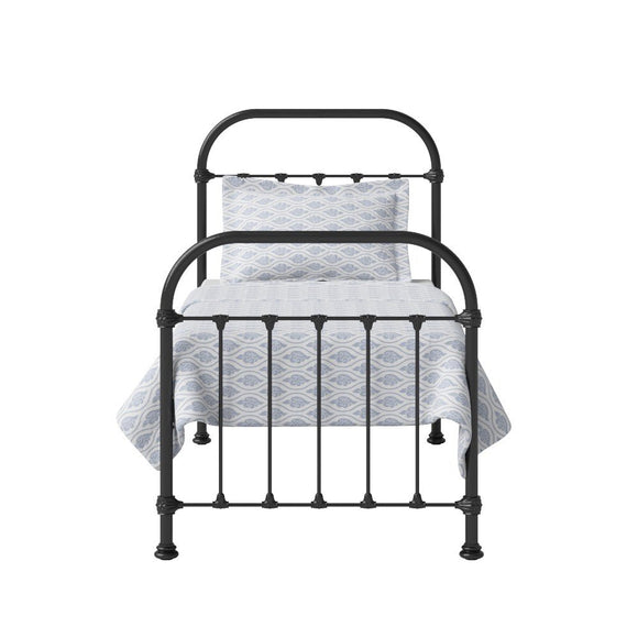 The Original Bed Co. Lit Metal Timolin Cadre de Lit en Fer avec Sommier à Lattes en Bois 90 x 190 cm Noir Satiné