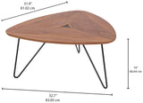Marque Amazon - Rivet - Table basse triangulaire, en noyer et à base en métal noir, 77 x 65 x 56 cm