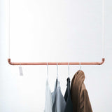 Design Tringle à vêtements de Rod & Knot ? The copperrope en cuivre Tuyau et corde en coton (Blanc) hängend, couvertures de besfestigung - 110 cm