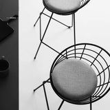 lxn Tabouret de bar Noir de simplicité Moderne, chaises Hautes de Salle à Manger rembourrées avec Tabouret Haut et Dos Creux, Pieds de Coussin en Coton Gris - 1pcs