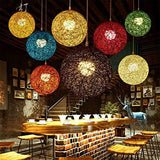 ✨Modern barre de personnalité treillis osier rotin Globe boule Style plafond pendentif lumière abat-jour créatif, café-restaurant, chambre, restaurant simple décoration éclairage (White, 30cm)