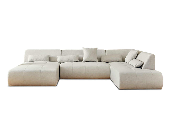 Lisa Design - Onyx - canapé panoramique d Lisa Design - Onyx - canapé panoramique d'angle Droit 7 Places - en Tissu - Beige