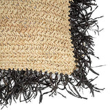 Coussin carré en Raphia - Noir Naturel - L