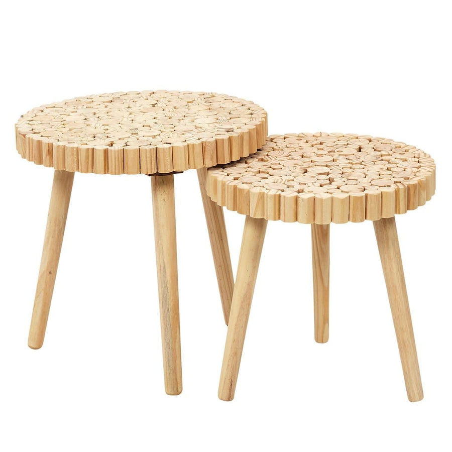 AltoBuy FREJ - Duo de Tables Gigognes Plateau Rondins de Bois AltoBuy FREJ - Duo de Tables Gigognes Plateau Rondins de Bois