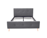 Mobilier Deco Lit scandinave 2 Personnes en Tissu Gris avec sommier 140 x 190 ZIKO