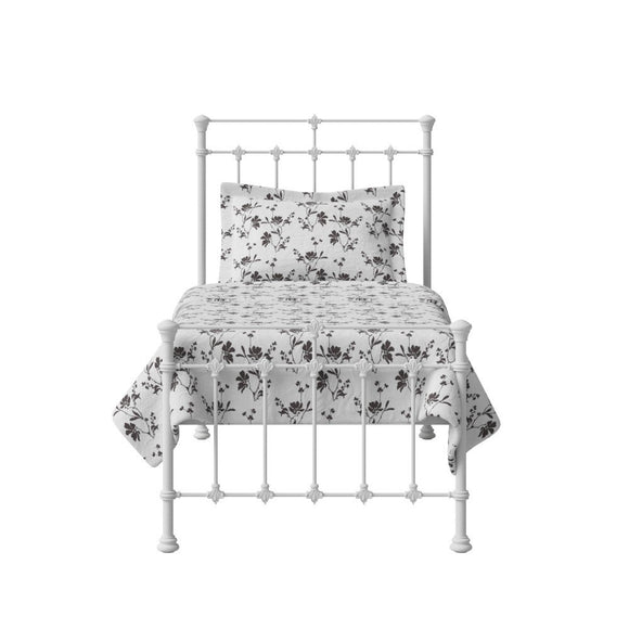 The Original Bed Co. Lit Metal Edwardian Cadre de Lit en Fer avec Sommier à Lattes en Bois 90 x 190 cm Blanc Satiné