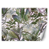 Feeby Papier Peint Intisse Tropical Feuillage Fleurs 300x210 cm vert Moderne Panoramique XXL Photo Mural Muraux Chambre Bureau Salle Plantes Exotiques Monstera