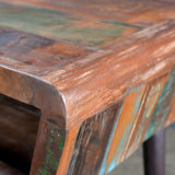 vidaXL Bureau avec Pieds en Fer Bois de Récupération Table d'Ordinateur Maison