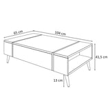lukmebel Onyx Loft Table Basse Chêne Flagstaff Résistant Très Durable 104x60x41,5 Système Push-to-Open sur Pieds Métal