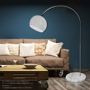 CCLIFE Lampe Lampadaire à arc salon courbée - Lampe arceau moderne en chrome - Lampadaire sur pied marbre- Couleurs au choix: Blanc/Orange, Couleur:Blanc