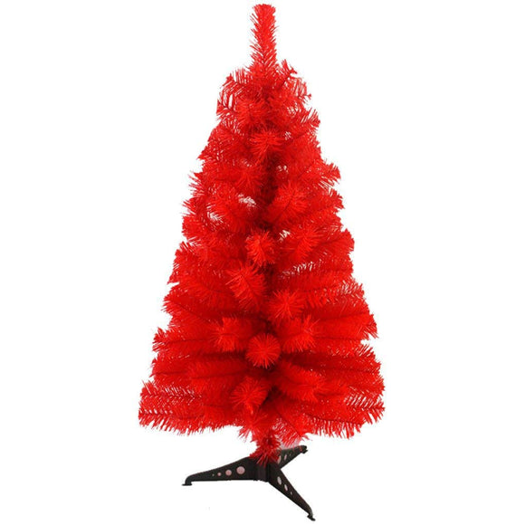 Zinsale Pin de 3ft / 90 cm Sapins de Noël Artificiel avec Support d'arbre Qualité Plastique Décoration d'arbre (Rouge)
