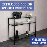 WENKO Console Meuble Style Industriel | Petite Console étroite | Meuble entrée - Bureau d'appoint | 3 Plateaux de Rangement | Métal - MDF | L100xH80xL35 cm | Noir