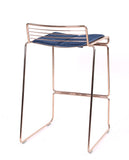 KAYELLES Rosso Lot de 2 chaises de Bar Design Filaire en métal - Coussin en Velours (Or Rose)