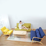 Ryyland-Home Canapé Tissu Souple en Bois Moderne canapé for Bureau Salon 5 Couleurs Loisirs Fauteuil (Color : Yellow, Size : 161x78x75cm)