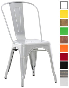 CLP Chaise Empilable en métal Belgrad - Chaise avec Dossier Haut Pieds avec Patins de Protection - Hauteur Assise 46 cm - Chaise de Cuisine Argent