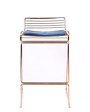 KAYELLES Rosso Lot de 2 chaises de Bar Design Filaire en métal - Coussin en Velours (Or Rose)