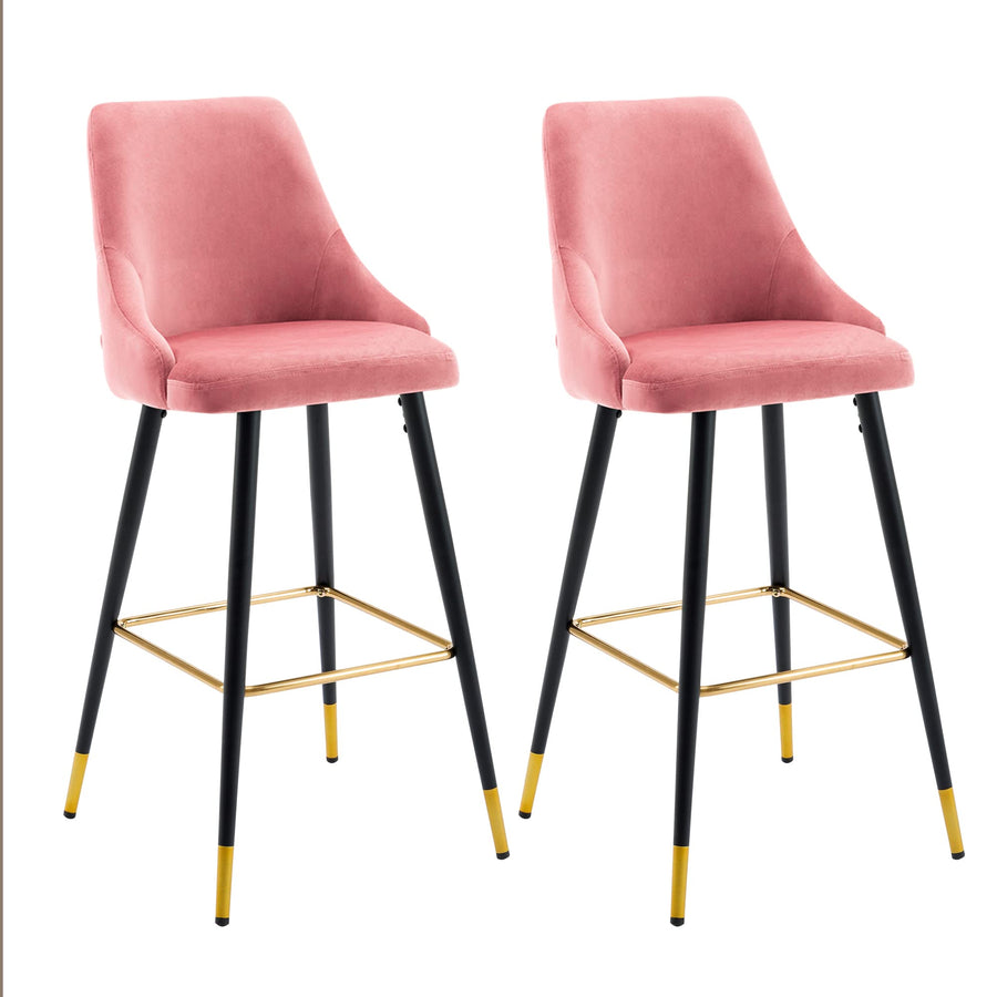 DUHOME Tabouret de Bar, Set de 2 Tabourets en Velours, Chaise de Bar Tabouret de Bar Design Moderne Tabouret de Bar avec Pieds en Métal pour Cuisine Bistro Café Comptoir, Rose DUHOME Tabouret de Bar, Set de 2 Tabourets en Velours, Chaise de Bar Tabouret de Bar Design Moderne Tabouret de Bar avec Pieds en Métal pour Cuisine Bistro Café Comptoir, Rose