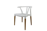 Decopresto 1 x Chaise Design Inspiration scandinave Pied Bois Naturel Siège Blanc DP-Wish-WH-1