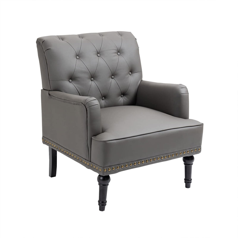 SEPNINE Fauteuil Classique en Cuir synthétique - pour Salon et Chambre - Charge maximale : 150 kg (Gris)