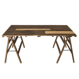 MACABANE Table tréteaux 180x100cm en Bois recyclé-Esprit Brocante, 184x15x102