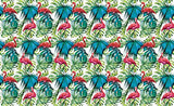 Fototapete Consalnet ForWall AMF11083_VE Papier Peint Mural en Non-tissé Motif Flamant Rose sur Les Feuilles, Non-tissé, Vert, Rose, Turquoise, VEXXL (312cm. x 219cm.)