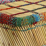 Tidyard Table Basse de Salon | Table d'appoint | Table Basse Bambou avec Tissés Chindi Multicolore 78 x 50 x 45 cm
