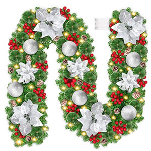 Guirlande Sapin Artificiel 1,8 M – 464 Pointes Réalistes 100% PE, Décoration Noël Luxuriante Pour Escalier, Cheminée, Table