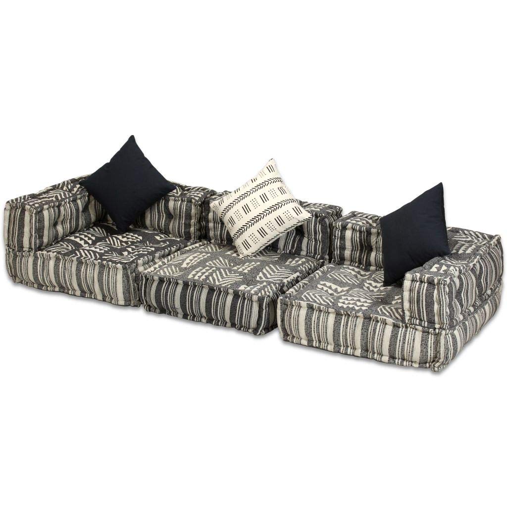 Pouf Modulaire Chaise Longue Convertible VidaXL - Canapé Patchwork Tissu Pour Salon
