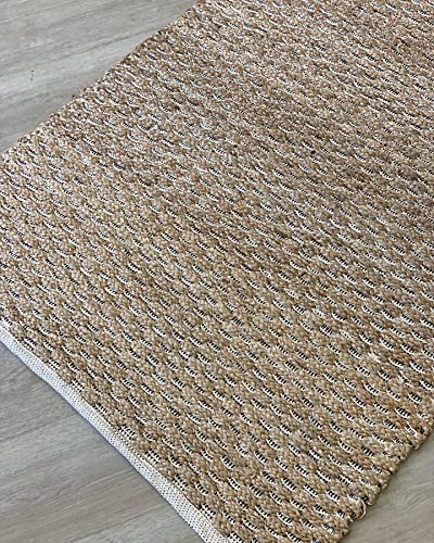 Générique Tapis Racine Deco en Jute et Coton Naomi tissé à la Main pour Salon, Chambre,Couloir,Salle de Bain,Cuisine… (230x160 cm)