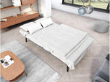 Loungitude Banquette convertible en velours gris perle et pieds métal noirs