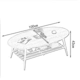 Table XIAOYAN Basse Nordique en Bois Massif avec étagères à 2 Niveaux Petite à thé Ovale de Bureau 3 Couleurs 100X50X43cm (Couleur : C)