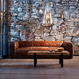 Kare Cubetto 3 Places XXL Grand Moderne 2/3 canapé-lit en Cuir 67 x 259 x 110 cm, Bois partiel, MDF, Marron foncé, 3- Sitzer