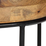Festnight Table Gigogne Bois et Métal Table Basse Industriel Table d'appoin pour Salon Table de Chevet en Bois Massif Marron et Noir 50 x 40 cm