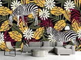 Personnalisé Papier Peint Panoramique intissé Zèbre Animal Plante Fleur 3D Papiers Peints Décoration Chambre Salon Tv Fond D'Écran Murales Tapisserie