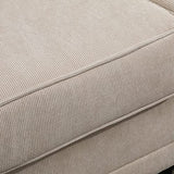 HOMCOM Canapé 3 Places dim. 197L x 84P x 90H cm Coussin déco. Inclus Pieds Bois Massif pin Tissu Aspect Velours côtelé Beige