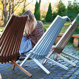 BOGATECO Transat Pliable en Bois de Jardin | 100 x 55 x 30 cm | Longueur du Dossier 90 cm | Lit de Soleil | Chaise Longue Relax de Plage | Confortable, Stable et Fonctionnel | Gris