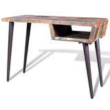 vidaXL Bureau avec Pieds en Fer Bois de Récupération Table d'Ordinateur Maison